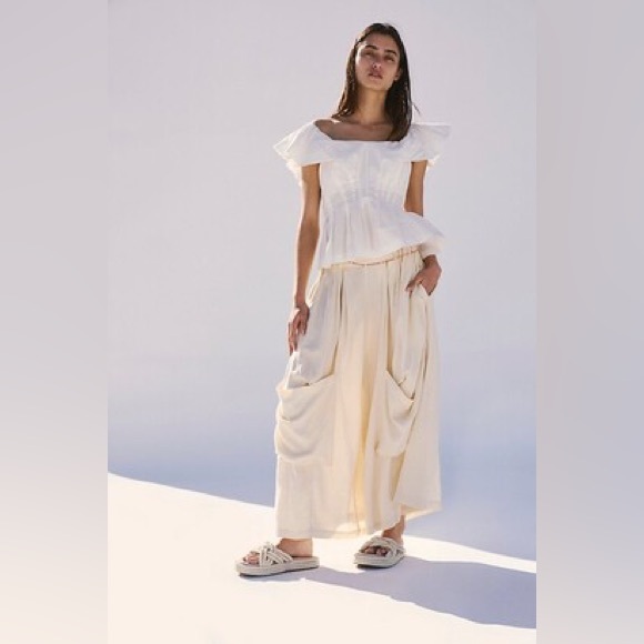 FREE PEOPLE RILEY PANTS IN SEED PEARL M - Picture 1 of 5